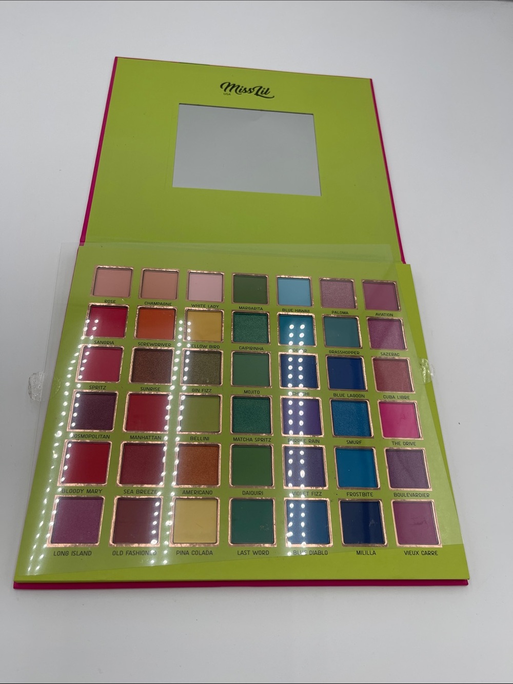 Miss Lil USA 35-Color Eyeshadow Palette — Greens, Pinks & Blues